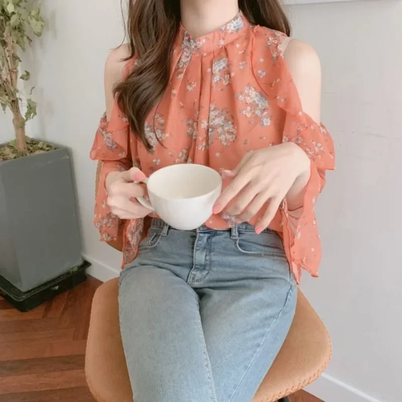 เสื้อและเสื้อสตรีสําหรับผู้หญิงปิดไหล่ผู้หญิงเกาหลีสไตล์Elegant 2024 Prootionร้อนอ่อนเยาว์เสื้อผ้าXl