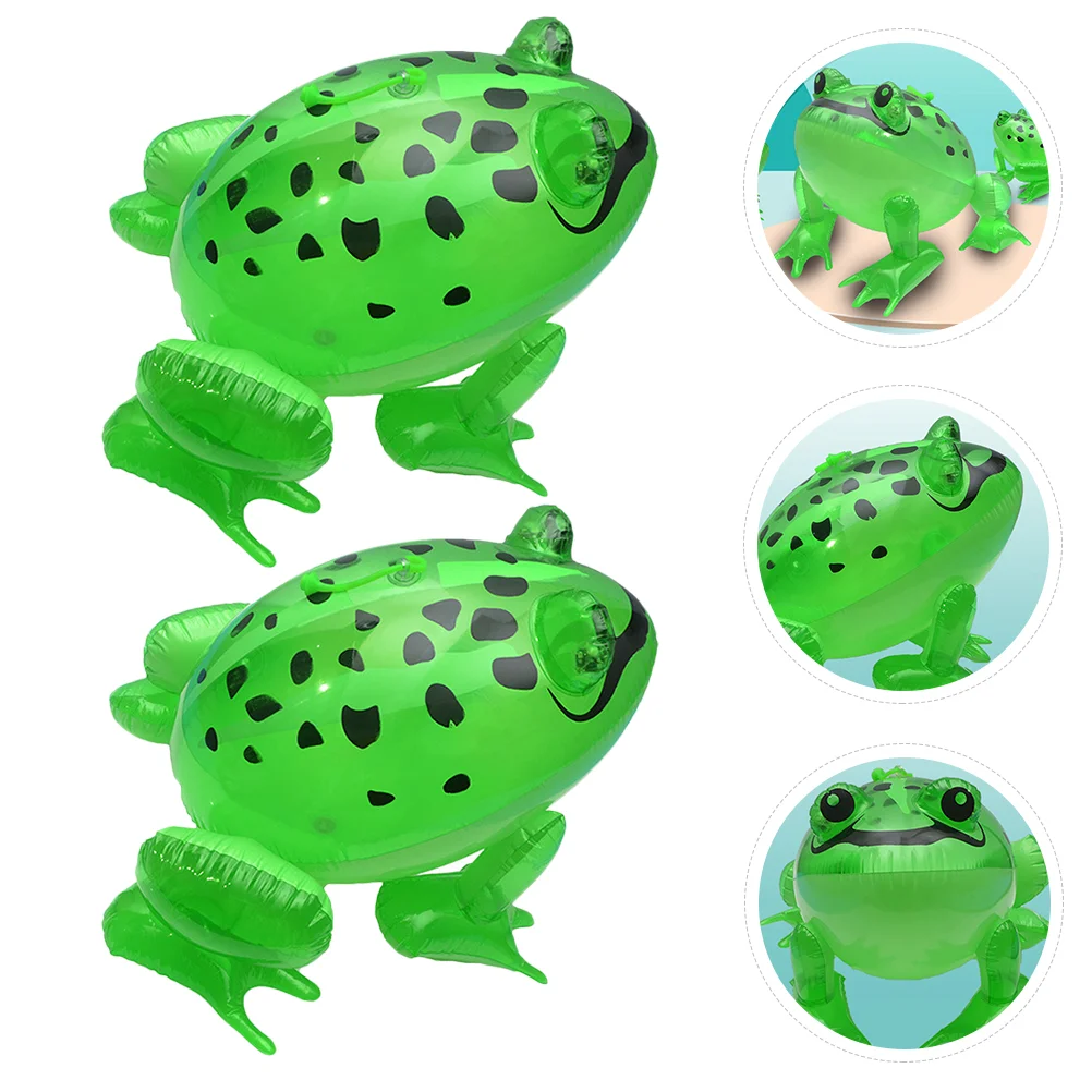 

2 Pcs Toy Luminous Inflatable Frog Simulation Frogs Prop Flashing Plaything Aluminum Foil Kids Party Bag Fillers Animals Child