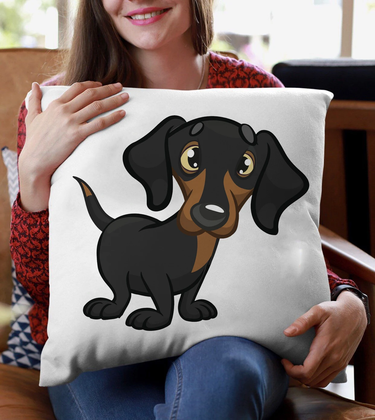 Love Sausage Dog Pillowcase Dachshund Art Polyester Cushion Cover Bedroom Sofa Living Room Decor