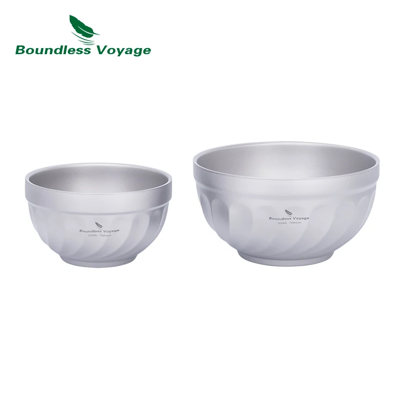 Boundless Voyage Titanium Double Walled Bowl Ultralight Outdoor Camping Travel Tableware Rice Soup Oatmeal Yogurt Serving Bowls