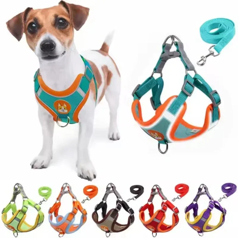 

Dogs Adjustable Harness Leash Set for Small Medium Dogs Harness Vest Reflective Puppy Chest Strap Pet Walking Outdoor Supplies