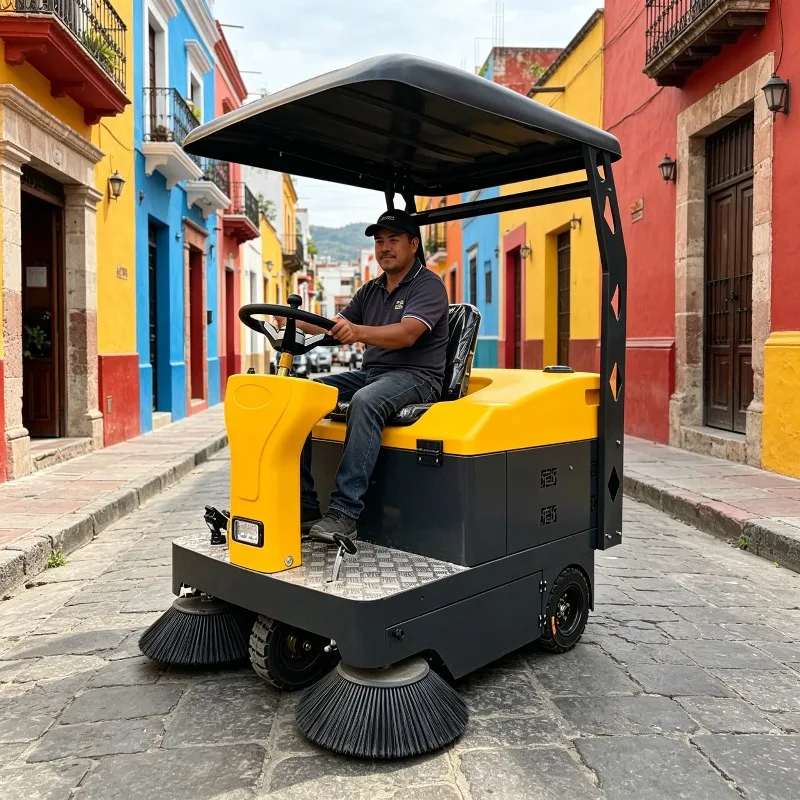 Electric Ride on Floor Sweeping Machine Customized Enclosed Cabin Industrial Road Dust Collector Commercial Cleaner