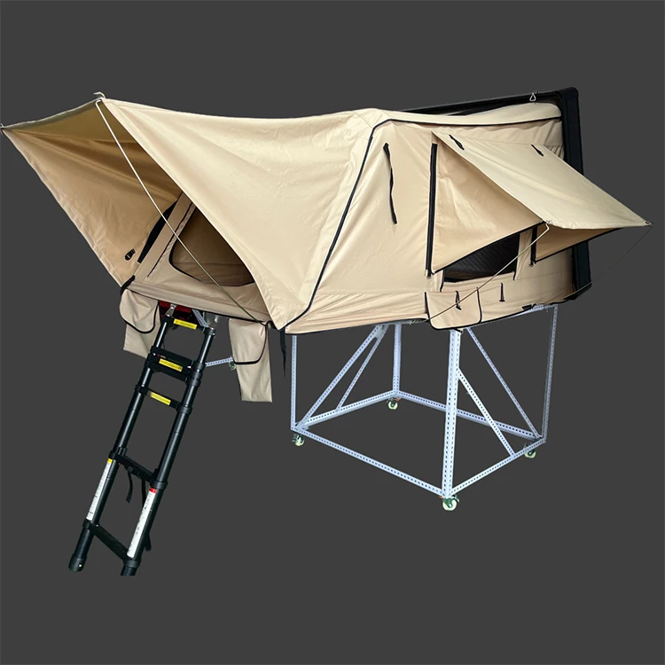 

Aluminum Hard Shell Car Rooftop Tent Side Open Fold Roof Mounted Canvas Ladder for 2 People Car Travelling for 4x4 Offroad