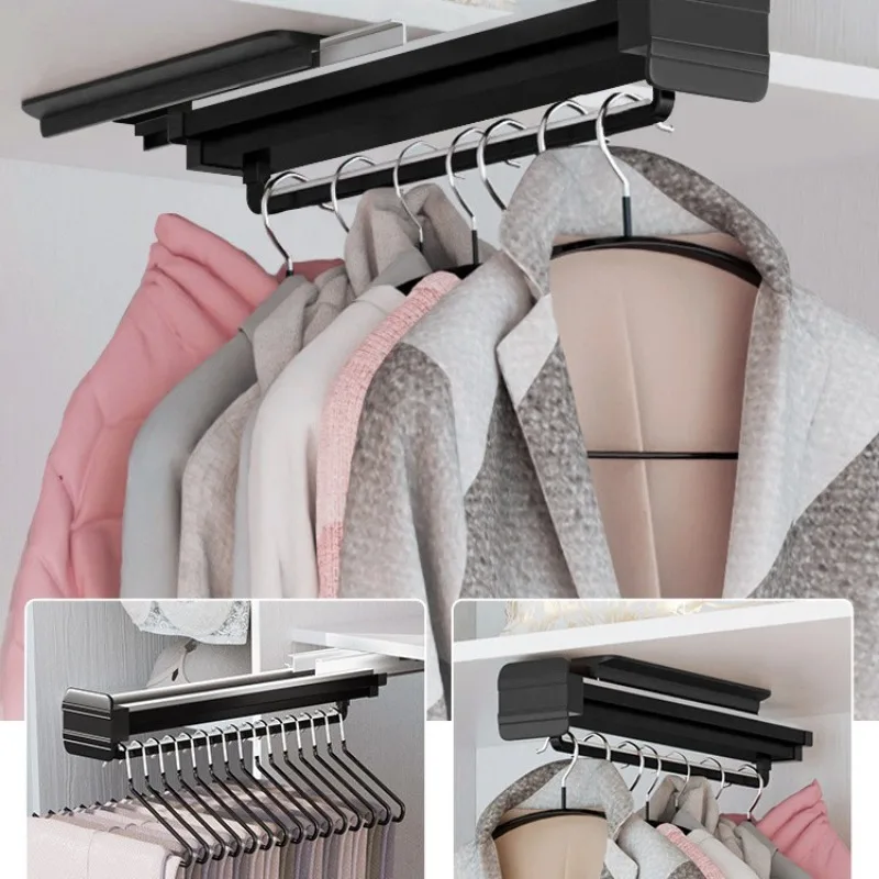 

Top-mounted pants rack Pull-up rack in cabinet Retractable slide rail Pull-up rack West pants Multifunctional