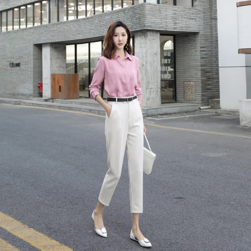 

Spring 2020 Beige Casual Pants Women's Harem Pants Women's Summer Baggy Pants Loose Cropped Cigarette Tube Suit Pants