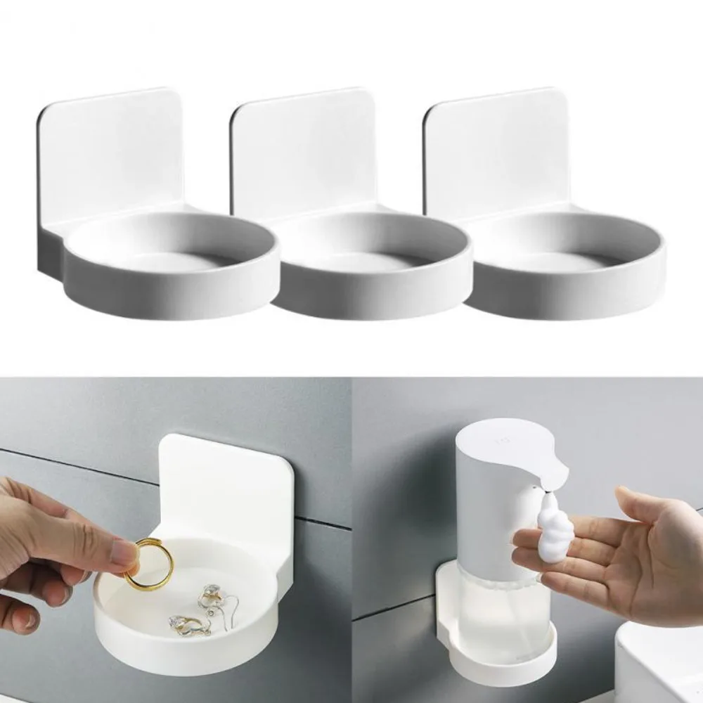 Self Adhesive Bottles Holder Bathroom Storage Rack Wall Mounted Shelf Hand Soap Dispenser Tray Rings Earring Organizer