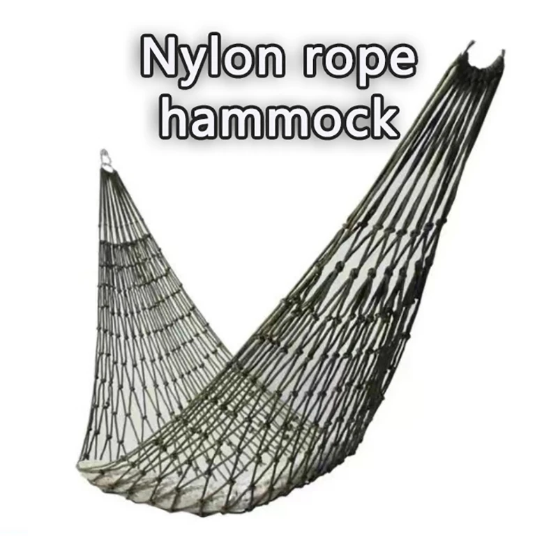 Outdoor Supplies Thickened Mesh Camping Hammock Nylon Rope Single Hammock Nylon Rope Hammock Mesh Hammock