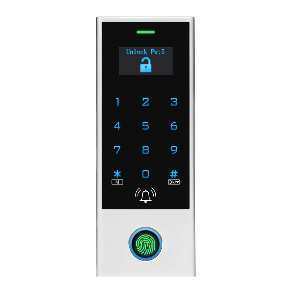 Waterproof Larger Capacity 10500 Users Fingerprint Touch Keypad RFID Card Reader Door Controller With OLED Display