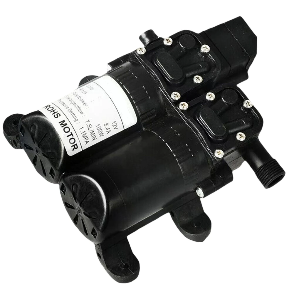 Car Washer 12V Booster Pump Car Cleaning Black Stable Continuous Flow Low Current Draw High Flow Capacity For Boats