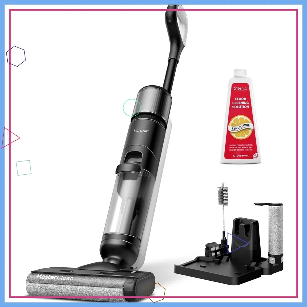 

Беспроводной пылесос-швабра для сухой и влажной уборки с функцией самоочистки, 50 минут работы, интеллектуальное обнаружение загрязнений, очистка краев для твердых полов