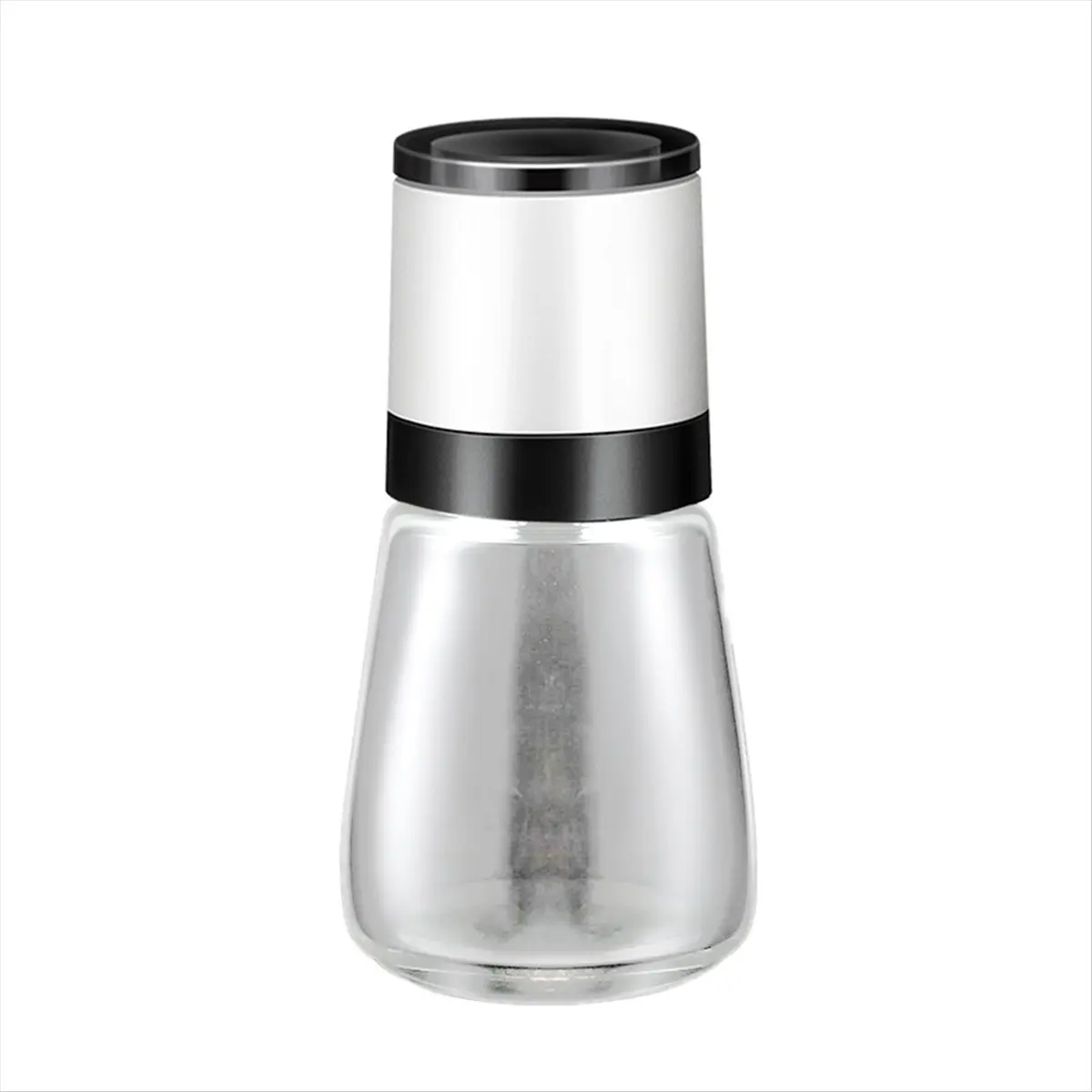 X10A Manual Salt Pepper Grinder Transparent Glass Grinder Peppercorn Grinder Seasoning Bottle Kitchen Gadgets White