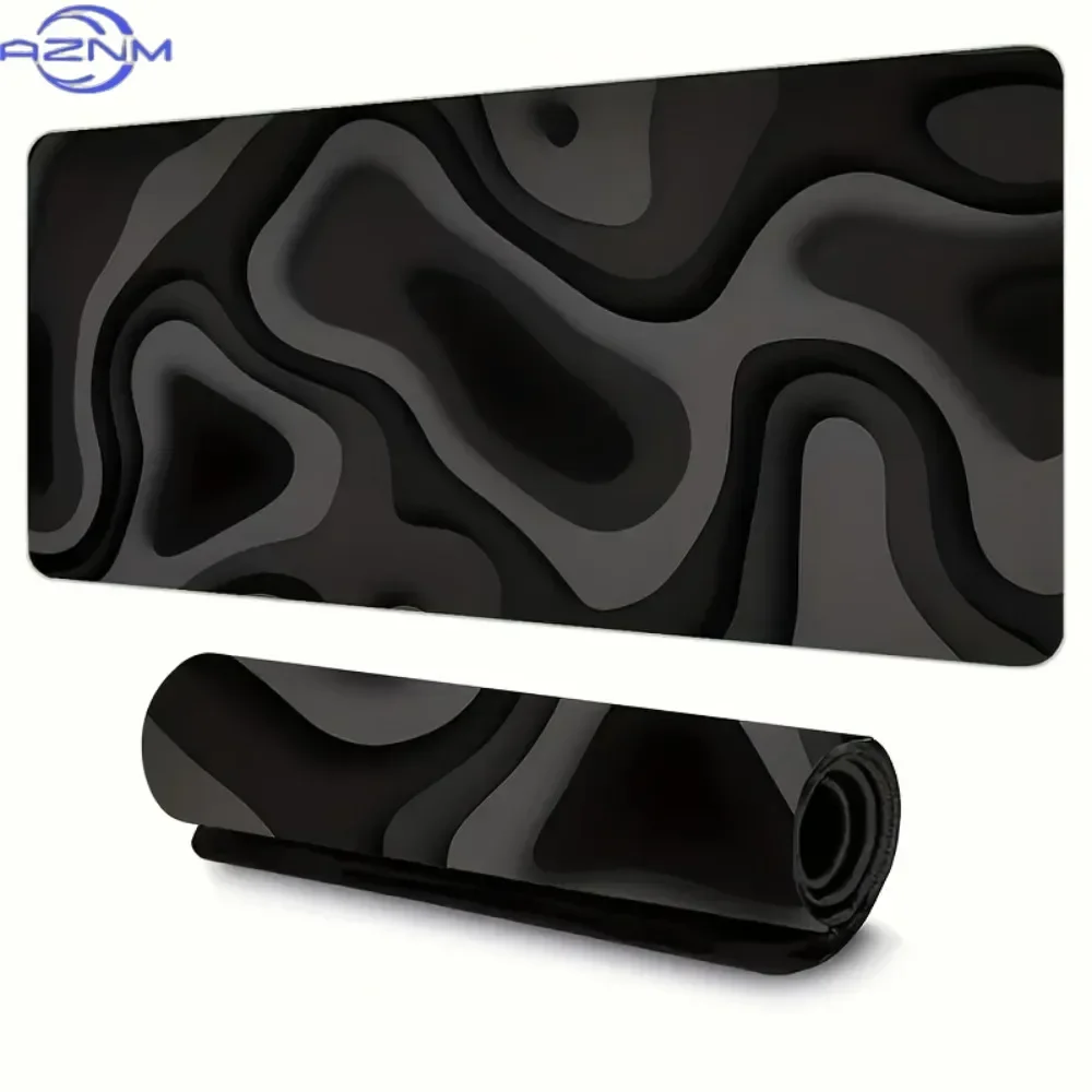 Large Mouse Pad Durable Fiber Rubber Desk Mat Anti Slip Gaming Office Table Mat Extended Black Gray Swirl Computer Pad
