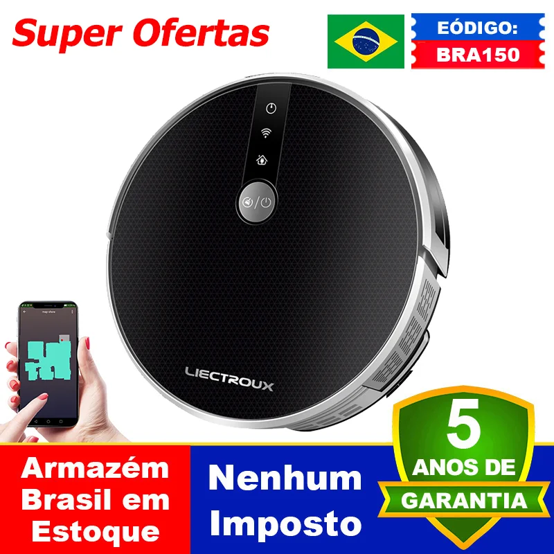 (Código: AEGG66) Robô aspirador de pó LILIN C30B,Navegação no mapa de IA,partição superinteligente,com memória,controle de app WiFi,sucção forte,esfregão úmido inteligente,funciona com Alexa e Google Assistant