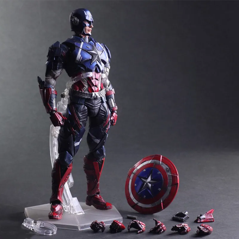 

Play Arts Kai Marvel Captain America Articulated Action Figure Collectible With Interchangeable Parts Shield For Avengers Fans