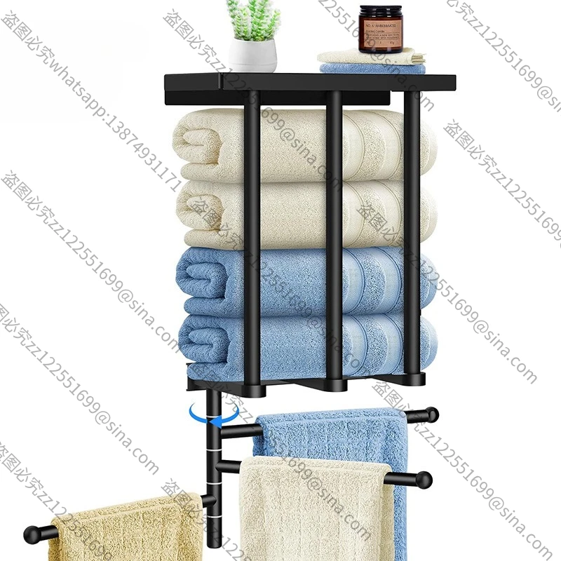 Applicable To Towel Rack Toilet Perforated Wall Hanging Iron Stainless Steel Storage Toilet Storage Bathroom Three-bar Towel Bar