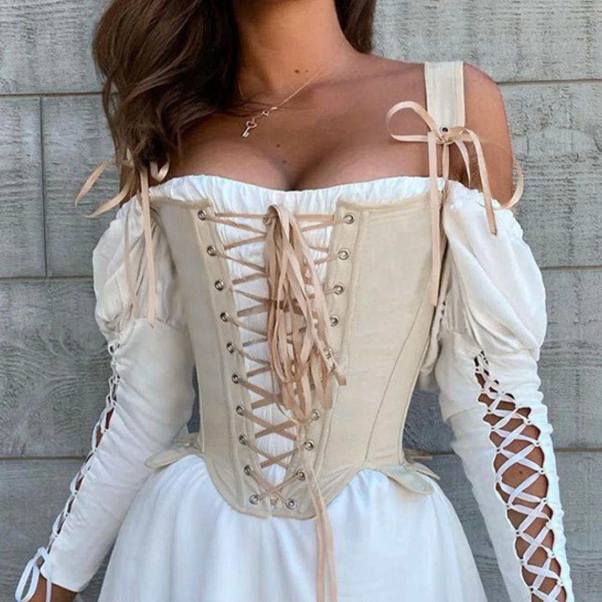 Women Vintage Corset Tie-up Bodyshaper Tops Camisole Summer Boned Bustier Renaissance Vest Front Strap Slim Fit Lace-up Tank Top