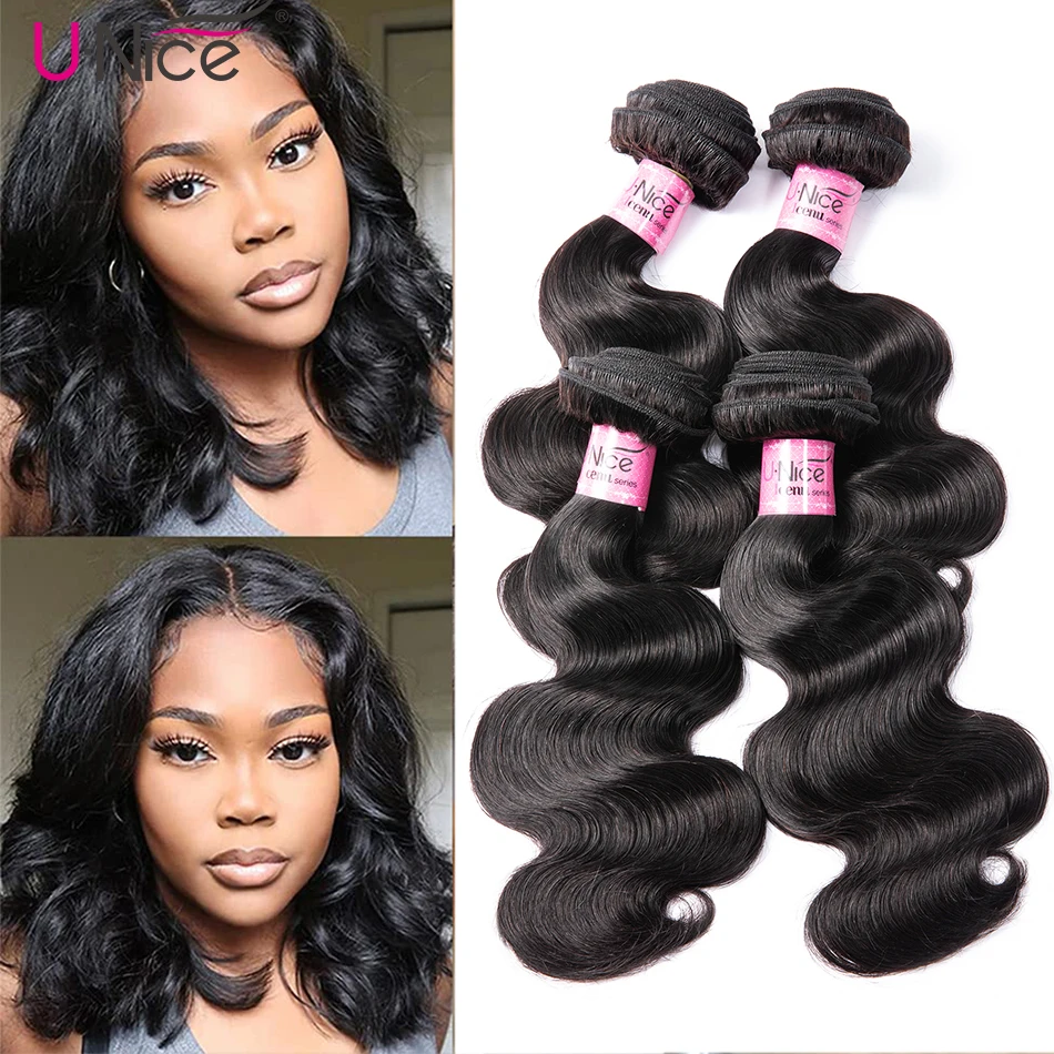 

Unice Hair Peruvian Body Wave Bundles Deals 1/3/4 100% Virgin Human Hair Weave Double Drawn Peruvian Hair Body Weave Bundles