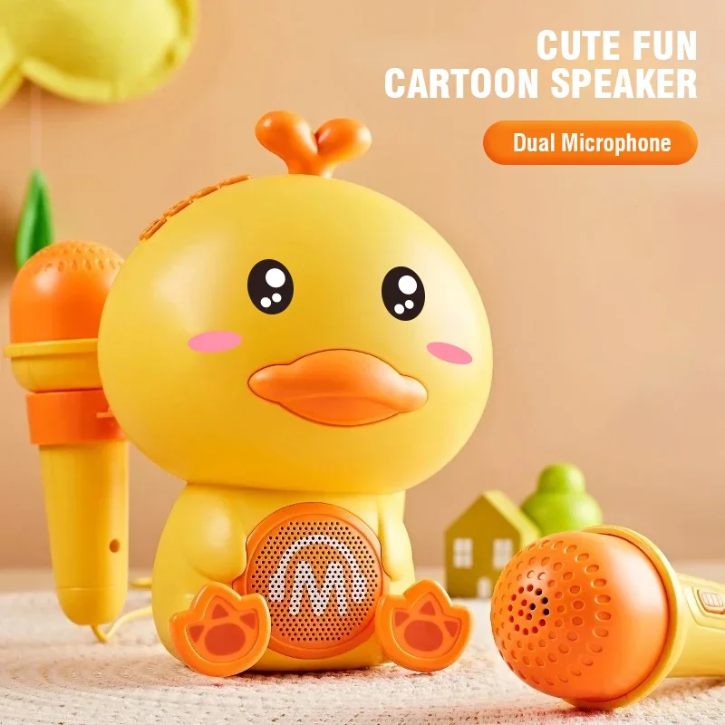 Kids Bluetooth Microphone Speaker Portable Home Cute Duck Karaoke with K Song Family Singing Sound Early Education Machine Gifts