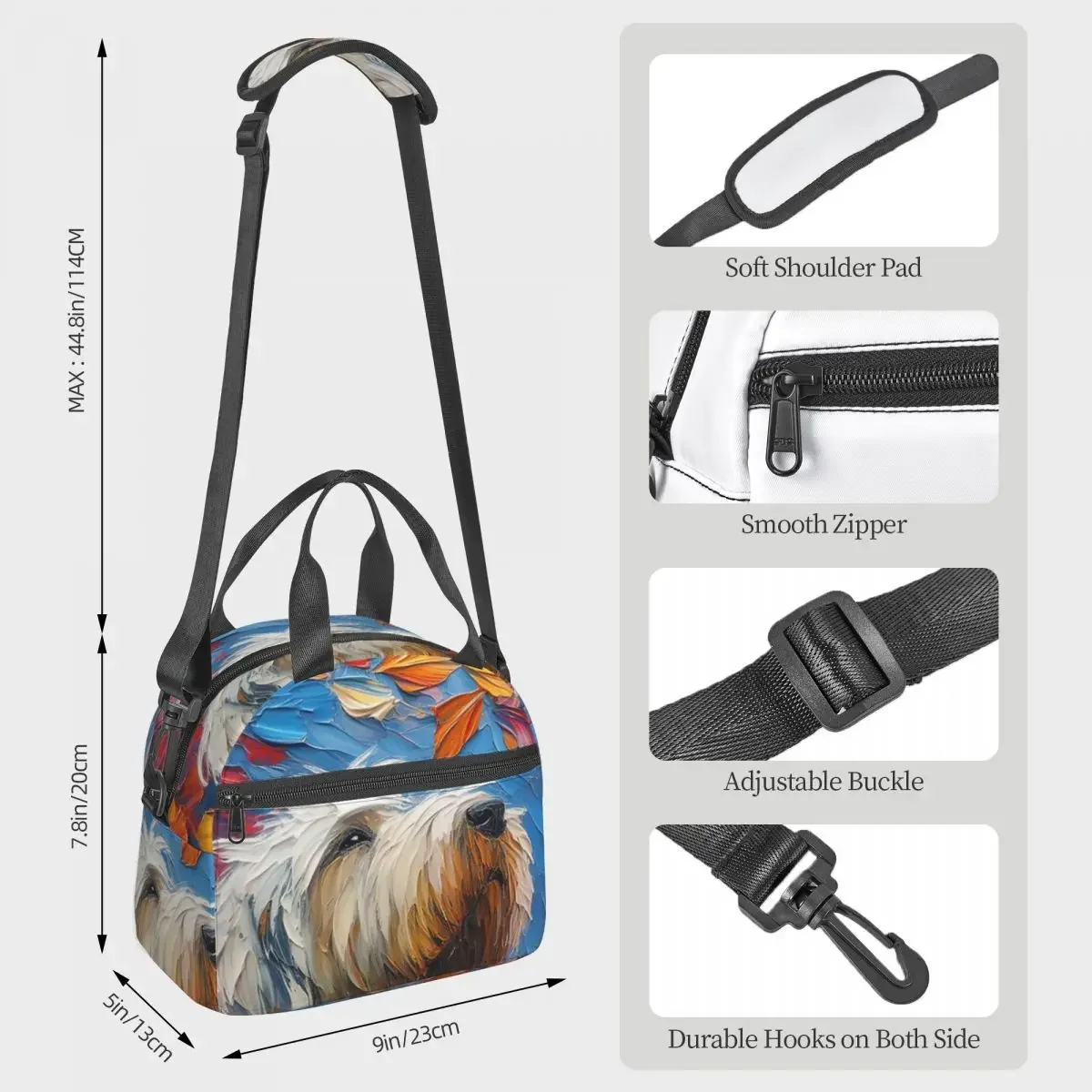 An Old English Sheepdog Story Lunch Bags Insulated Bento Box Lunch Tote Resuable Picnic Bags Thermal Bag for Woman Girl Office