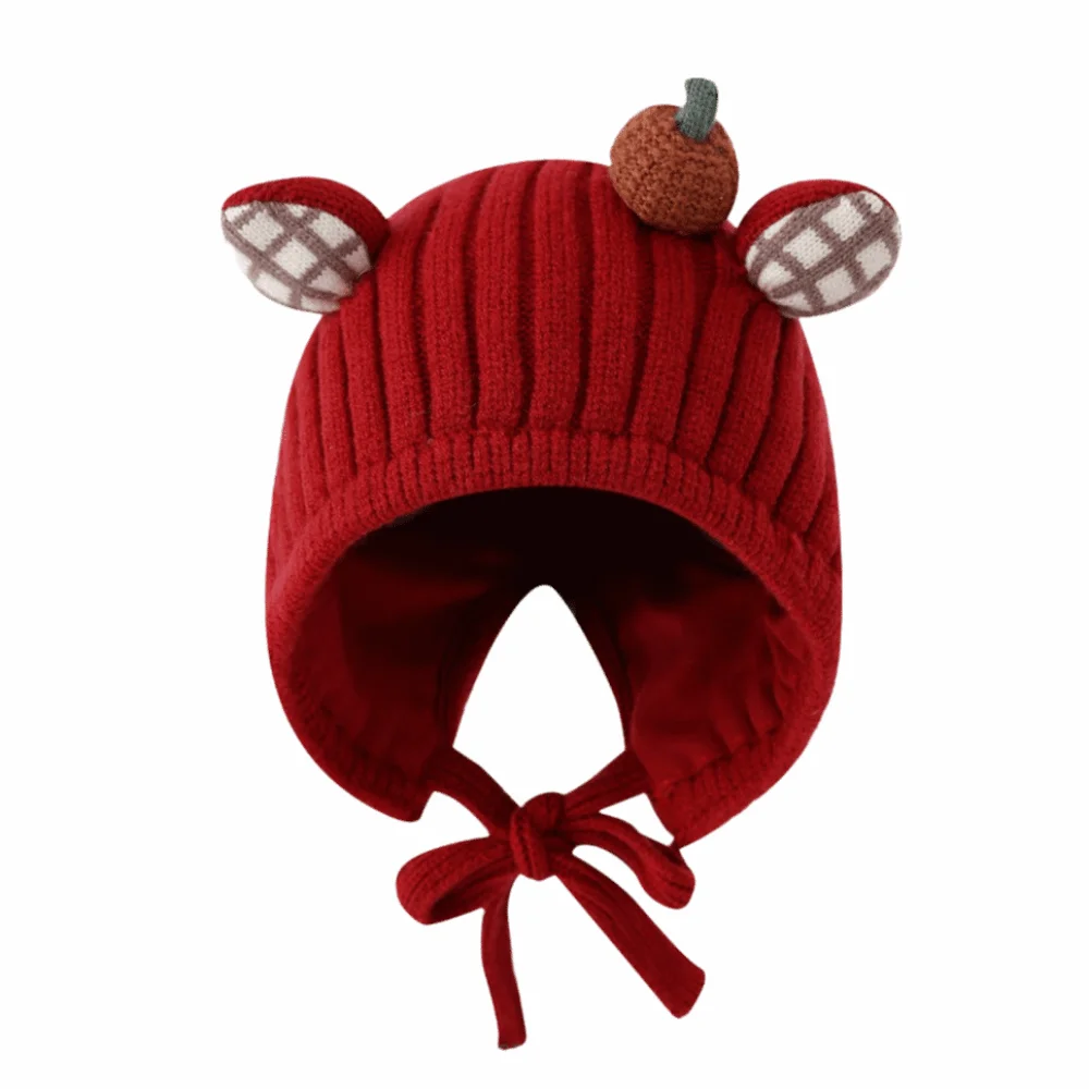 

Cute Winter Baby Crochet Hat Breathable Cold-Resistant Toddler's Knitted Hat Windproof Solid Color Ear Protection Hat