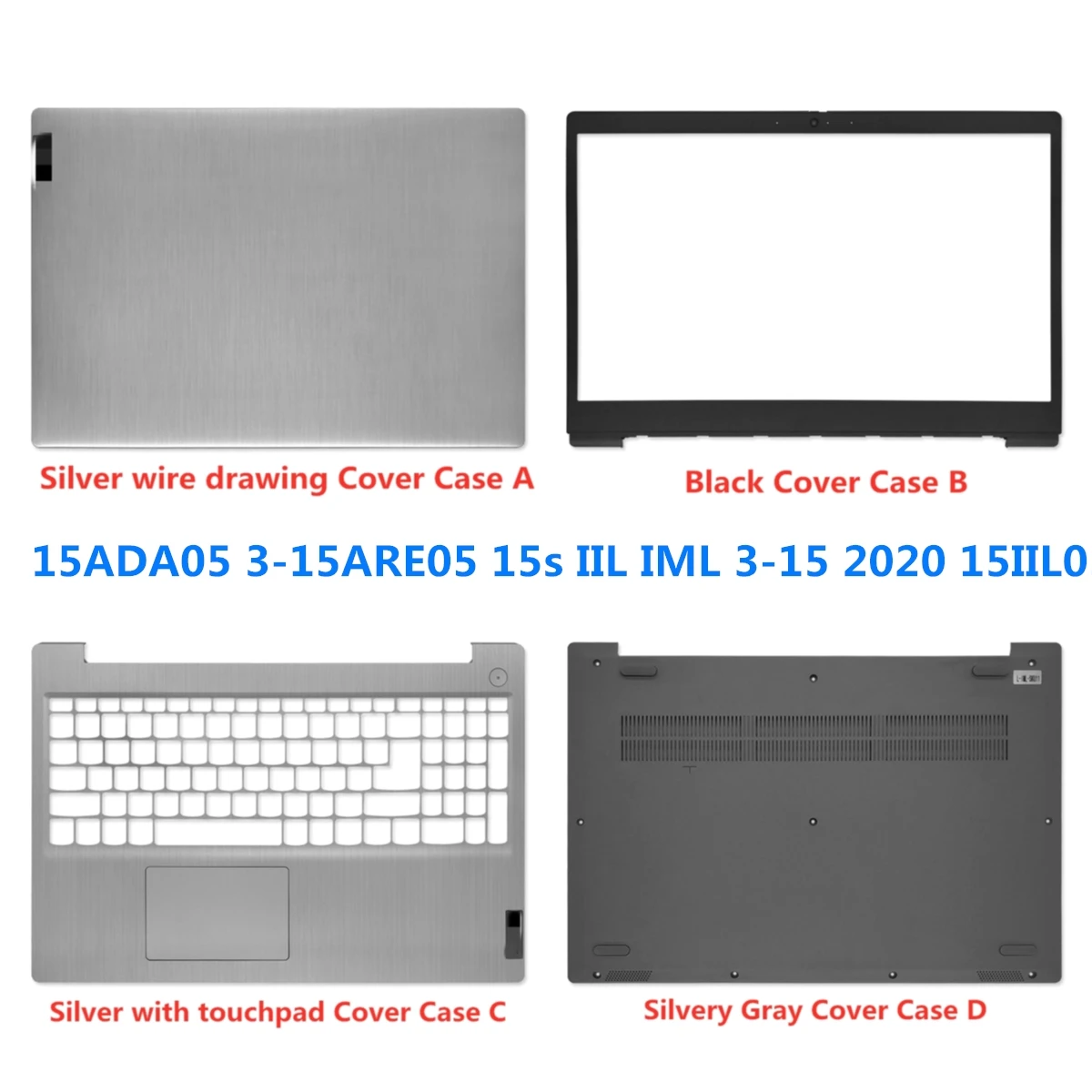 

Новый ноутбук для Lenovo IdeaPad 3 15ADA05 3-15ARE05 15s IIL IML 3-15 2020 15IIL, задняя крышка/Передняя панель/Упор для рук/нижняя часть/шарнир