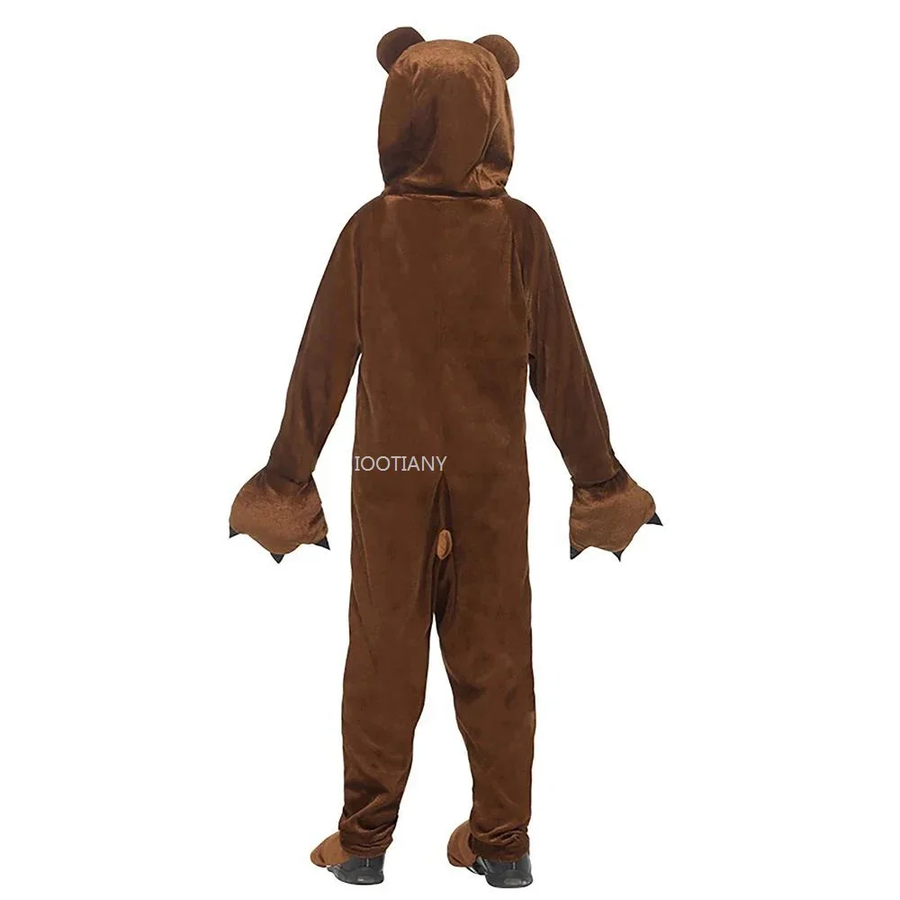 أزياء الدب التأثيرية للأطفال على شكل حيوان الدب التأثيري أزياء الدب البني أداء لعب الأدوار ملابس أداء حفلات العطلات Pla