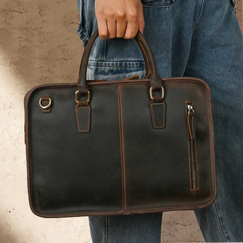 Maletín ultrafino para hombre, bolsa de negocios hecha a mano, diseño Original, estilo Retro, de lujo
