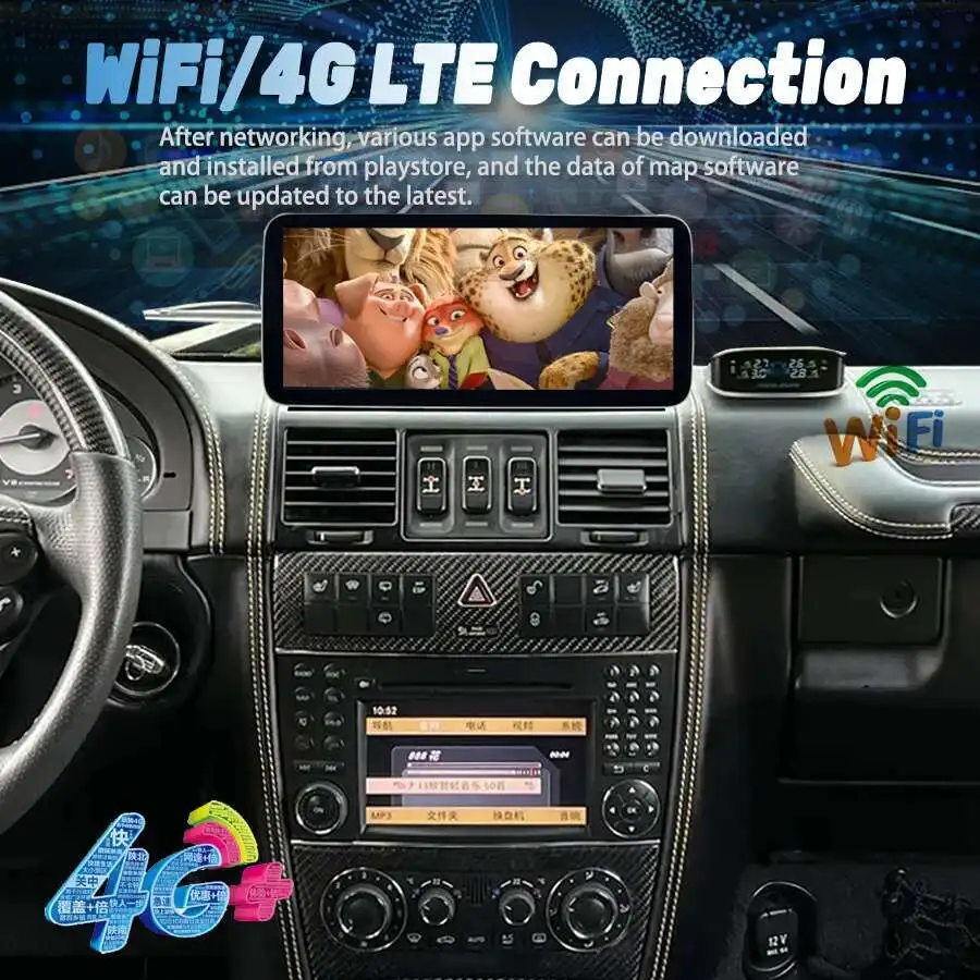 راديو سيارة يعمل بنظام أندرويد 14 مقاس 12.3 بوصة مع مشغل فيديو شاشة لسيارة Mercedes Benz G Class W461 W463 G350 G400 G500 G63 G65 #2