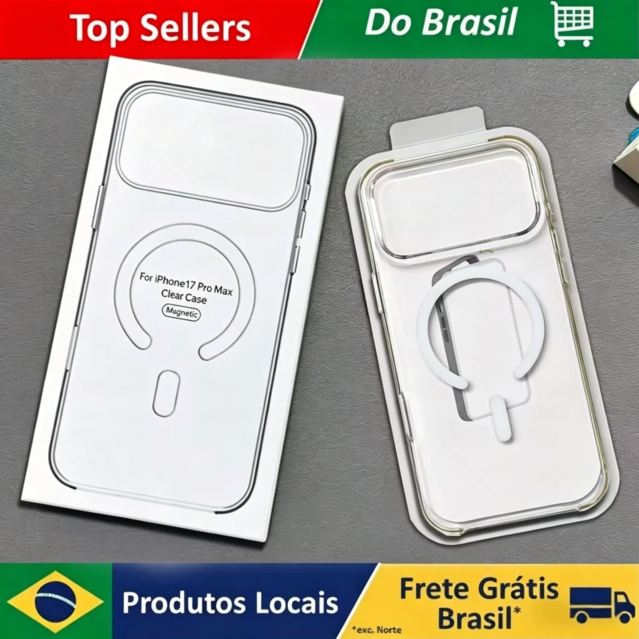 Capa Transparente Magnética de Acrílico para iPhone 16 15 14 13 Pro Max Plus Mini, Compatível com Carregamento Sem Fio MagSafe - Brasil