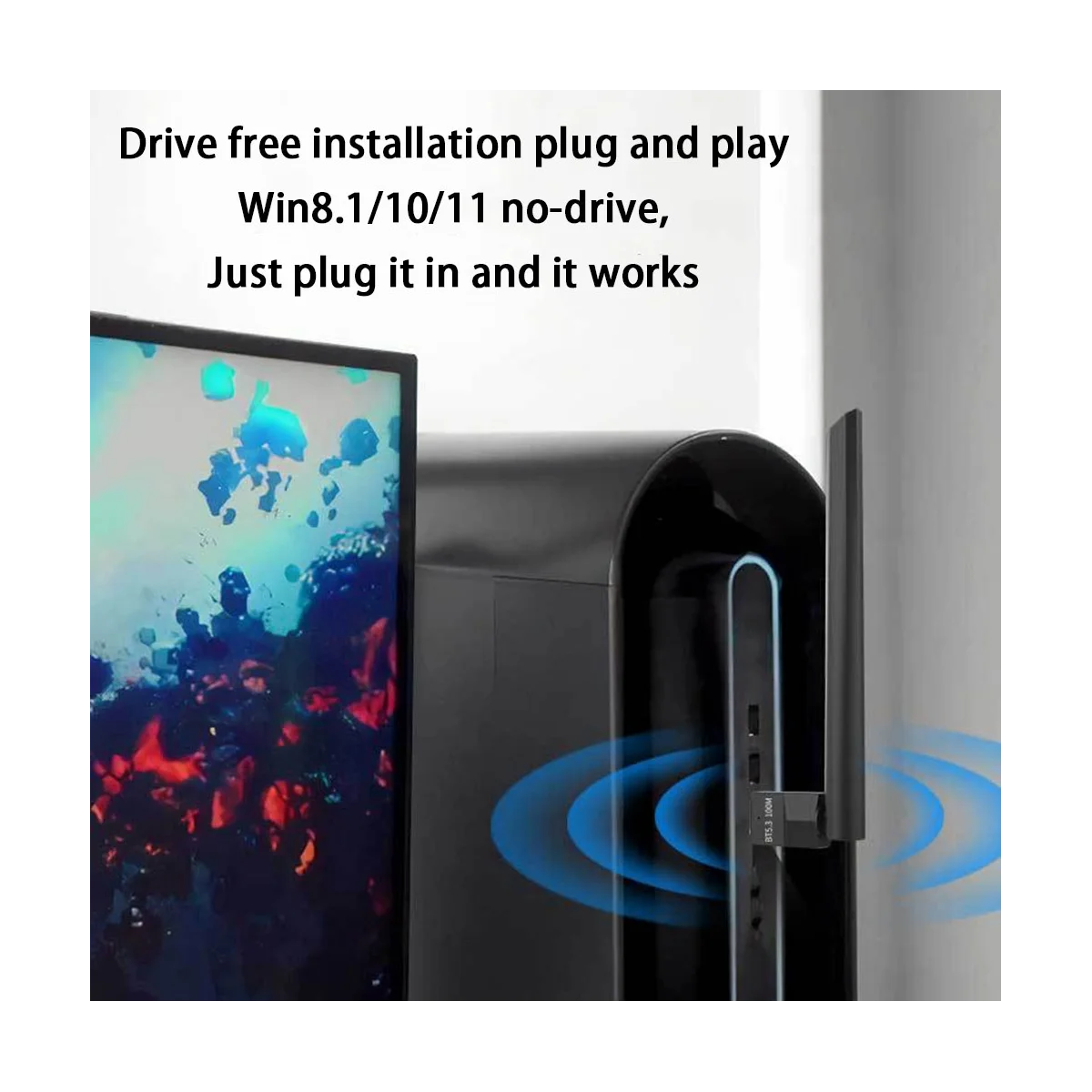 外部アンテナ付きUSBアダプター,Bluetooth 5.3送信機,オーディオレシーバー,4dbi,100m