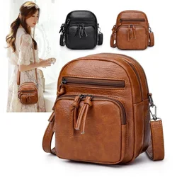 Neue Cross-Body-Frau neue weiche Leder Gefühl Single Shoulder Bag Retro Mode mehr schicht ige große Kapazität Handy tasche