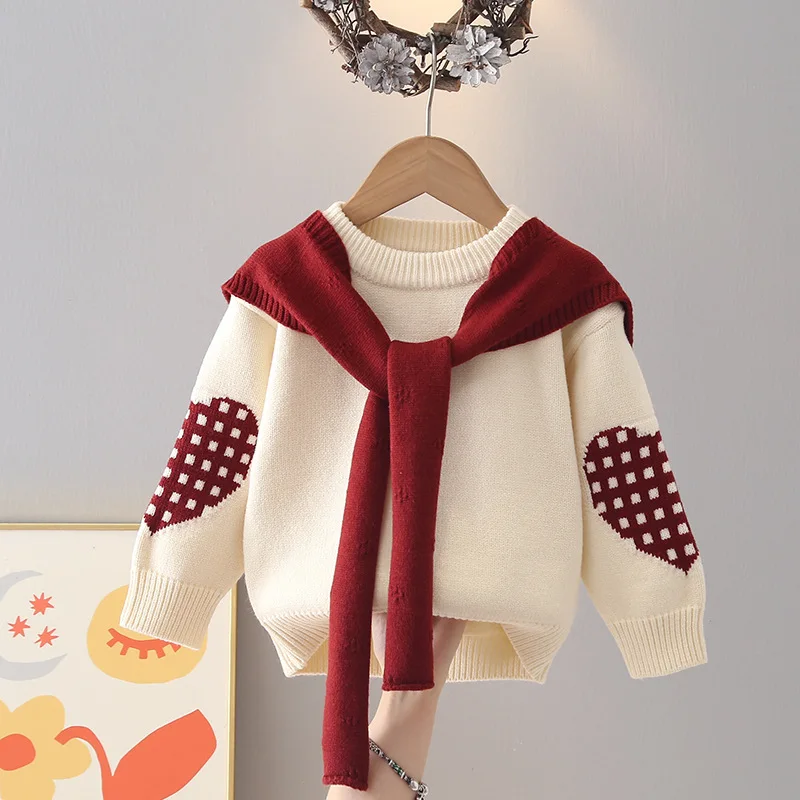 

Girls Sweaters Spring Autumn 2025 Children Woolen Jersey Tops For Baby Knitted Outerwear Kids Fashion Pullover Sweater Clothes 6