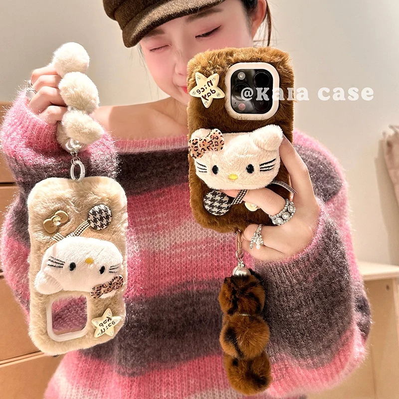 Coque de téléphone Kawaii Cartoon 3D Winter Hello Kitty, iPhone 13, iPhone 16Pro, iPhone 15Pro, iPhone 13 Pro, iPhone 15Pro Pro