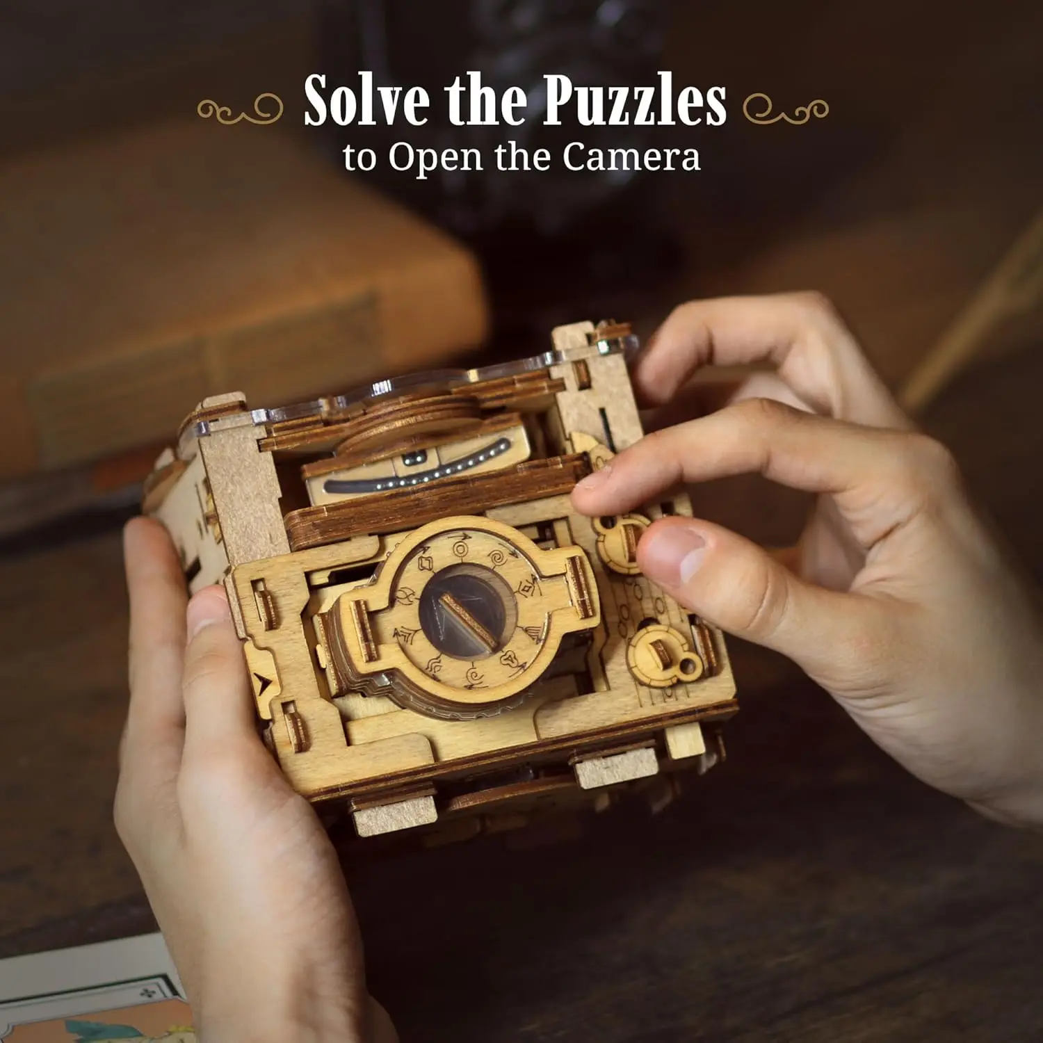 Cluebox PRO - Sherlock's Camera - Escape Room Game - sequential Puzzle Box - 3D Wooden Puzzle for Adults - Brain Teaser - Birthd