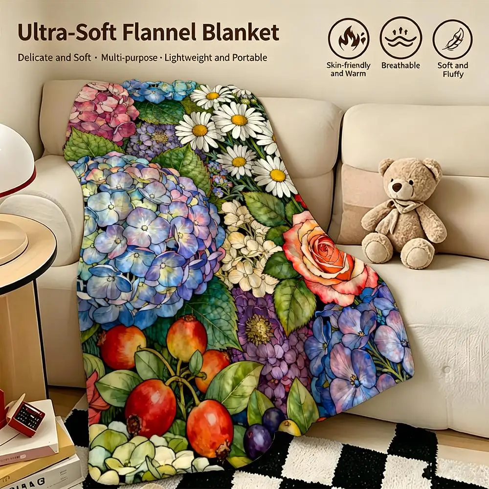 artist W-William Morris-s Throw Warm Soft Flannel Blanket, Multi-use for Sofa Bed Camping Travel Nap