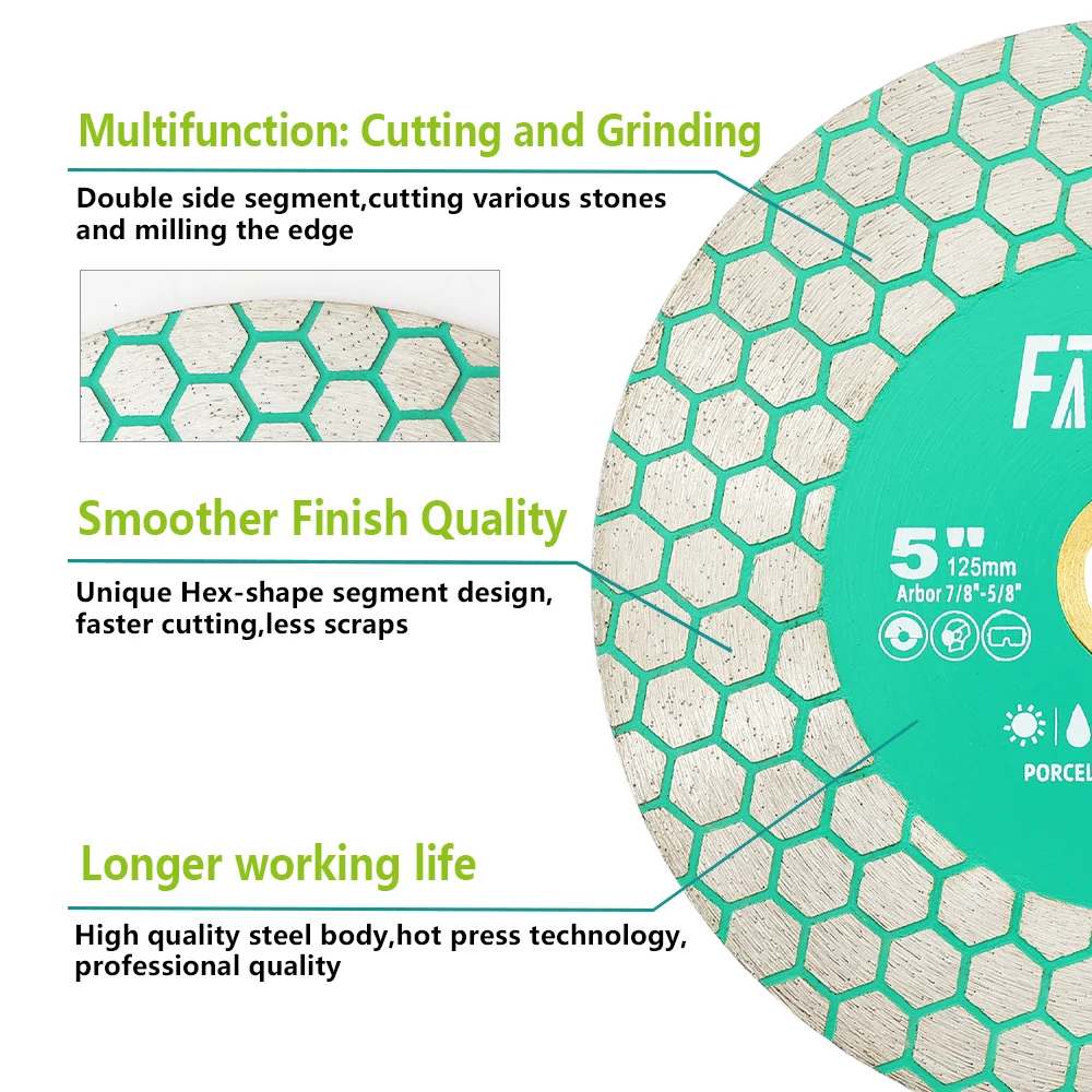 FACHLICH 1pc 115/125mm Diamond Cutting Disc Grinding Plate Double-sided Ceramic Tile Granite Saw Blade 4.5inch 5inch Cut Plate