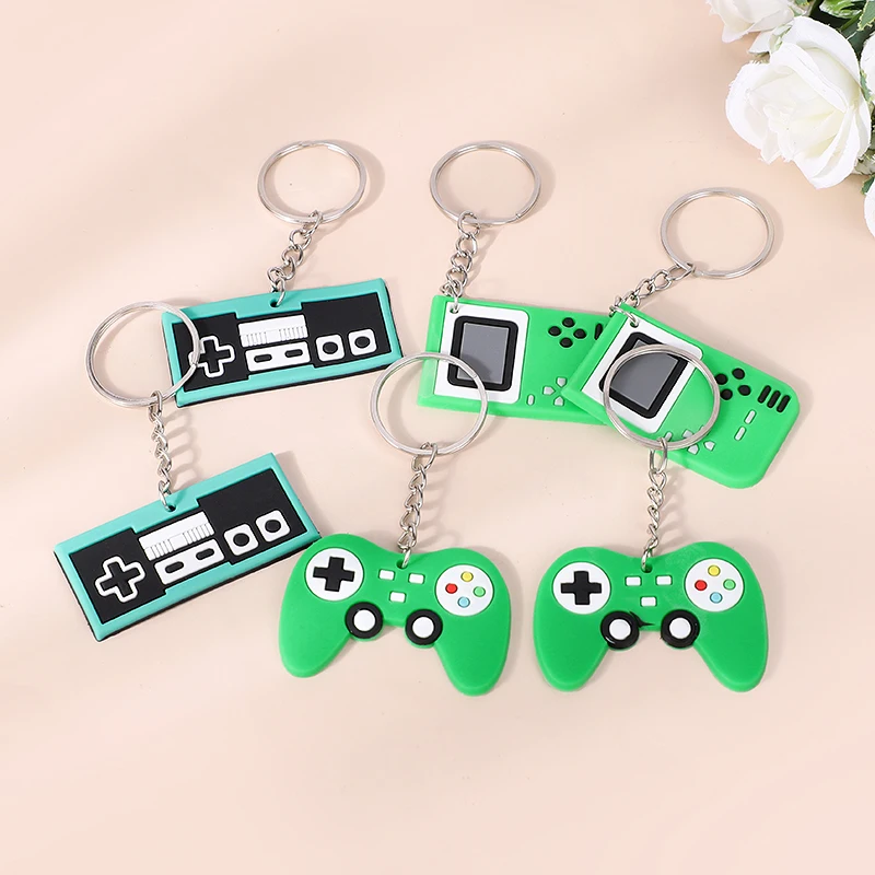 12PCS PVC Game Machine Keychain Keyring Cute Gamepad Joystick Key Chain Keychains Bag Car Hanging Fit Men Boy Keys