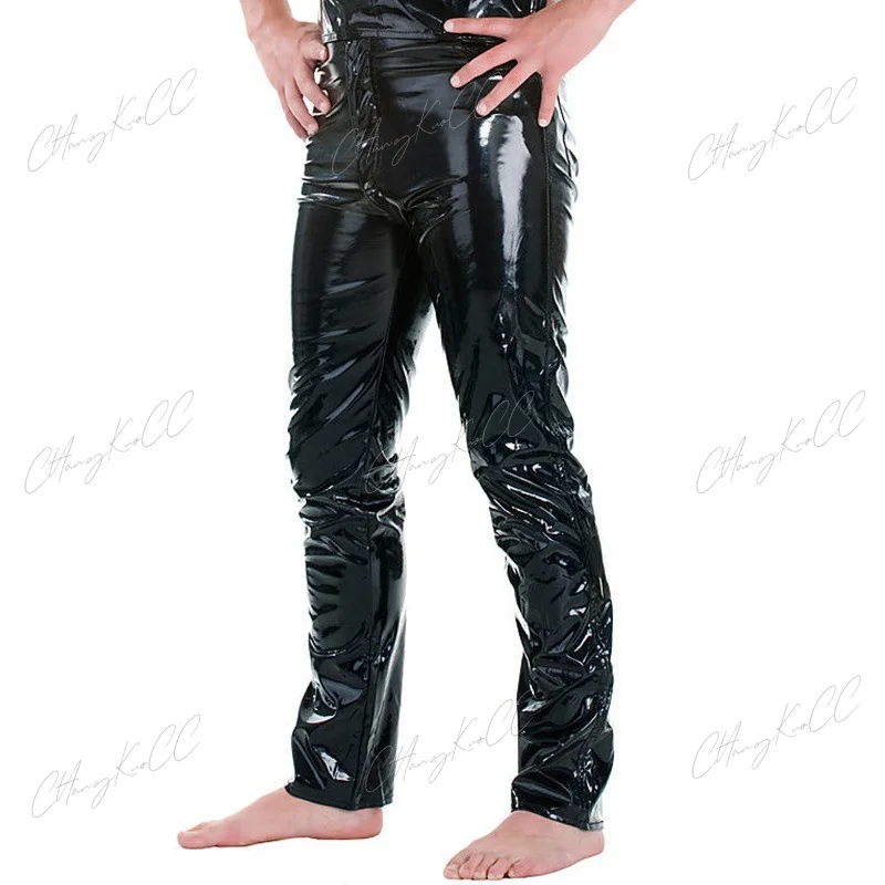 Pantalon en latex pour homme, aspect brillant, pantalon en cuir PU, mode, serré, club, spectacle sur scène, performance de groupe de rock, fjfor