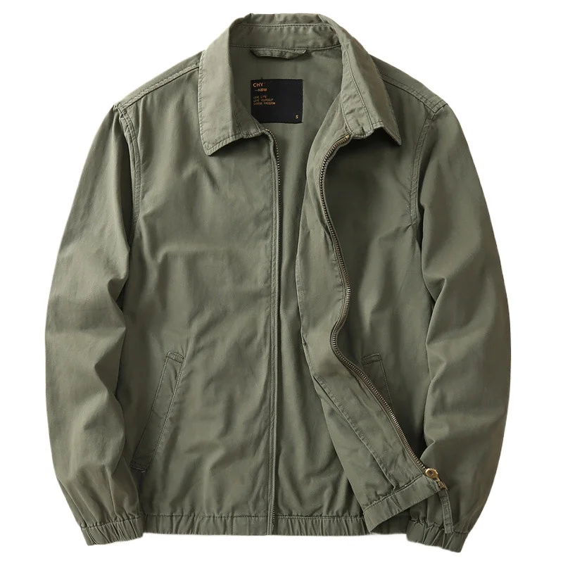 

Мужская хлопковая повседневная куртка на молнии с воротником-стойкой, легкая, для весны и осени, в стиле бизнес-кэжуал