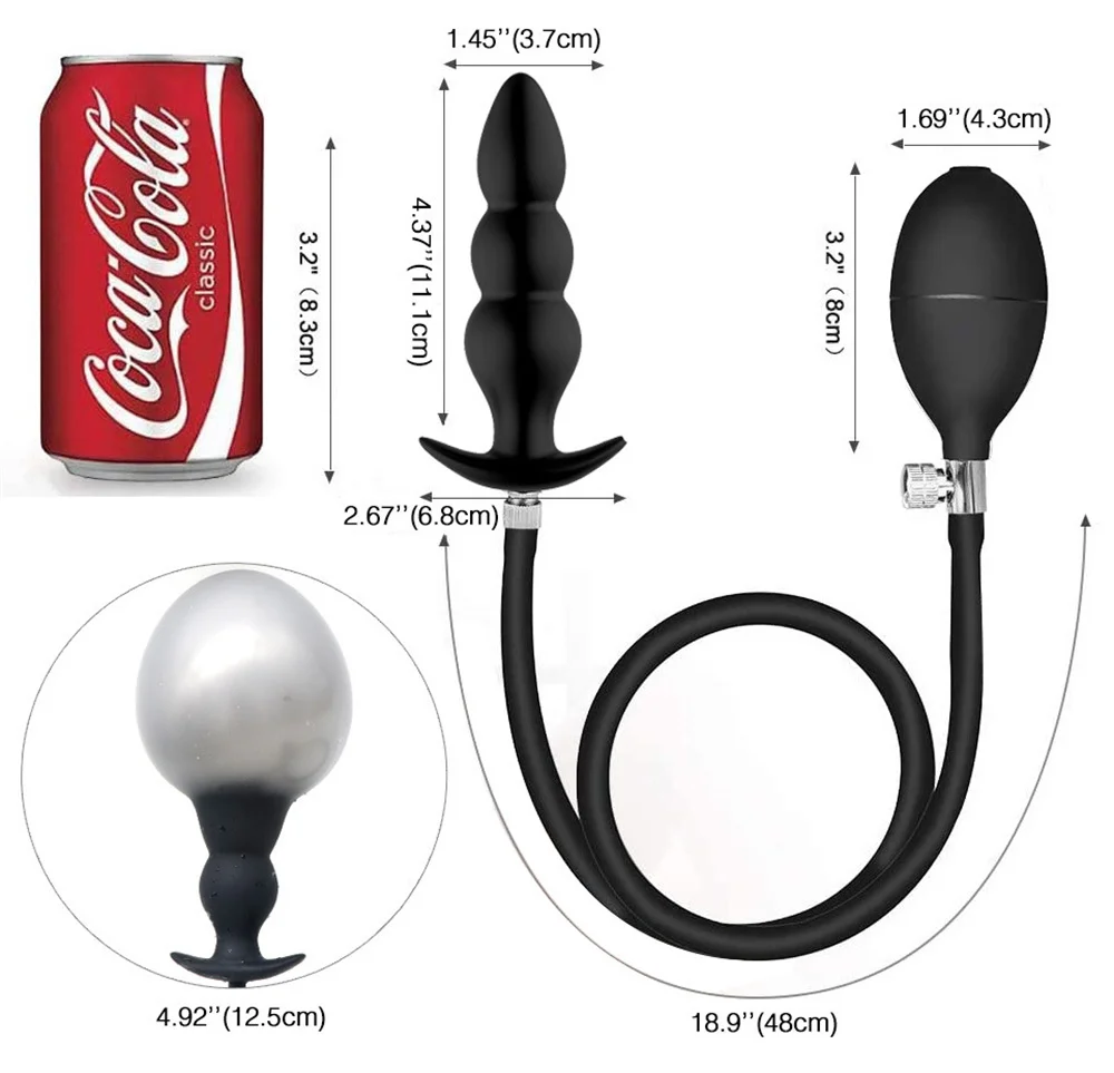 Super Long 5 Beads Inflatable Anal Plug Silicone Column Expandable Big Butt Plug Dildo Pump Ass Dilator Bdsm Sex Toy for Couples