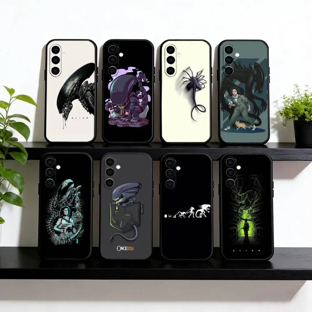 Alien Phone Case Black Silicone Soft For Samsung Galaxy A73,A72,A71,A70,A53,A52,A51