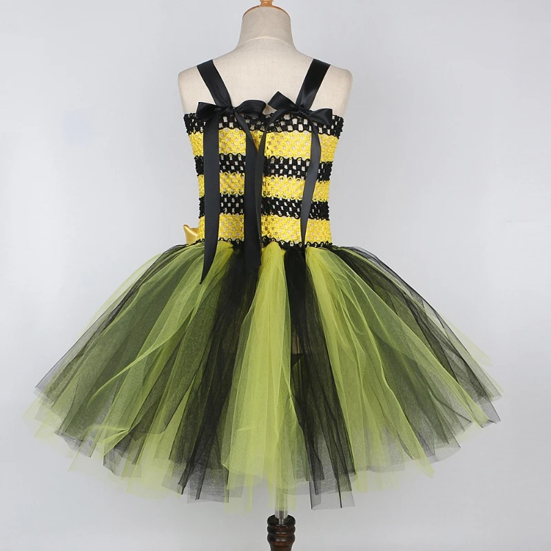 Baby Girls for Yellow Black Honeybee Costumes Birthday Halloween Dresses for Kids Little Bee Ballet Tutus Outfit with Wings Set
