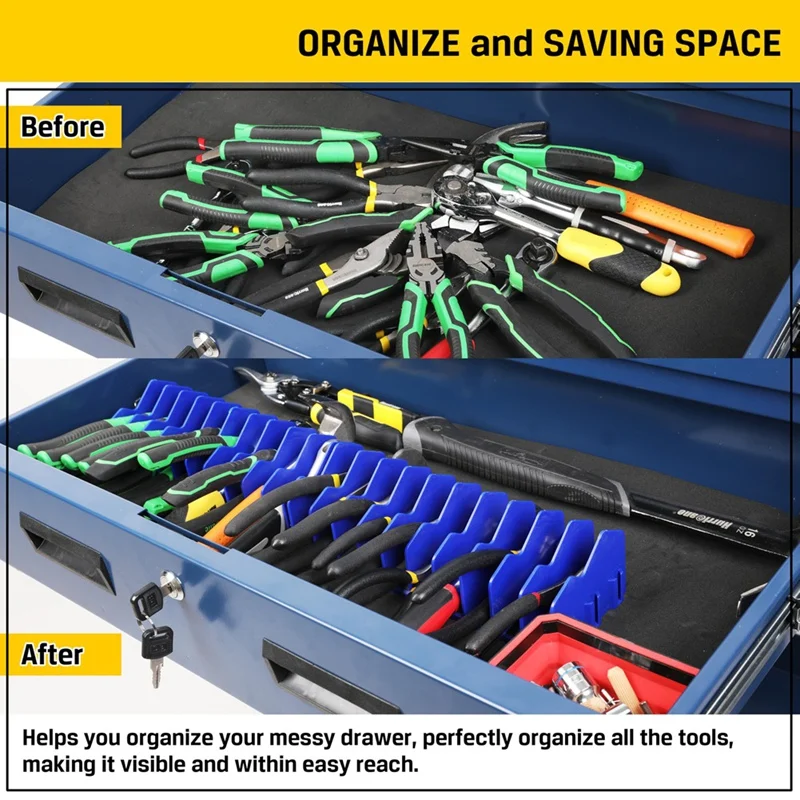 AT02-Plier Organizer Rack, 10-Slot Pliers Cutters Organizer Rack ,Tool Organizer, Tool Drawer Toolbox Organizer