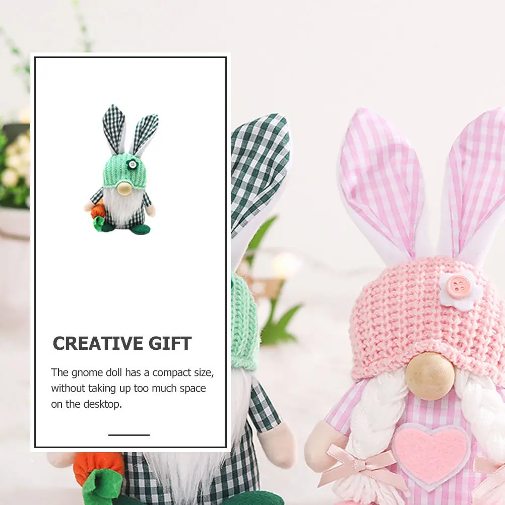

Easter Gnome Ornament Cute Compact Bunny Gnome Decor Easter Party Festival Desktop Adornment Cartoon Rabbit Decoration