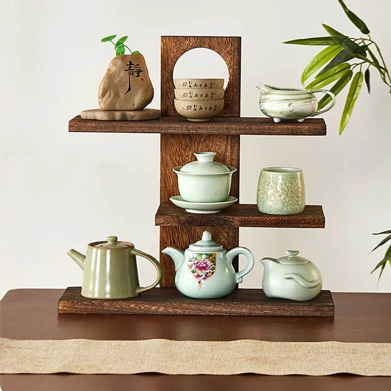 

Chinese Classical Solid Wood Antique Shelf Duobaoge Tea Pot and Cup Display Shelf Household Multifunctional Decorative Shelf