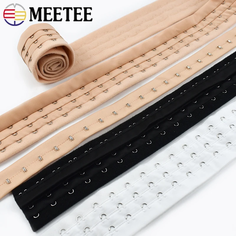 1/2/4Yards 2/3Rows Bra Strap Extender Tape Underwear Adjust Hook Corset Ribbon Band Waist Closure Webbing Sewing Garment Crafts