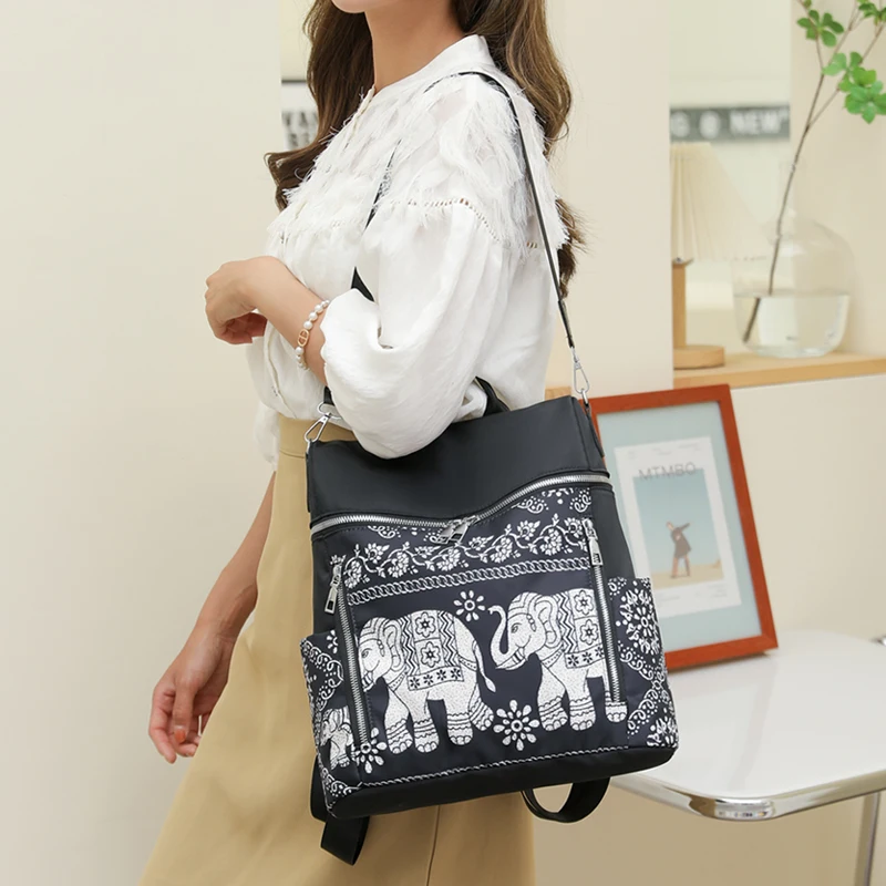 Casual Oxford Women Backpack Fashion Casual Embroidery School Bag Waterproof Female Large Capacity Travel Shoulder Shopping Bag