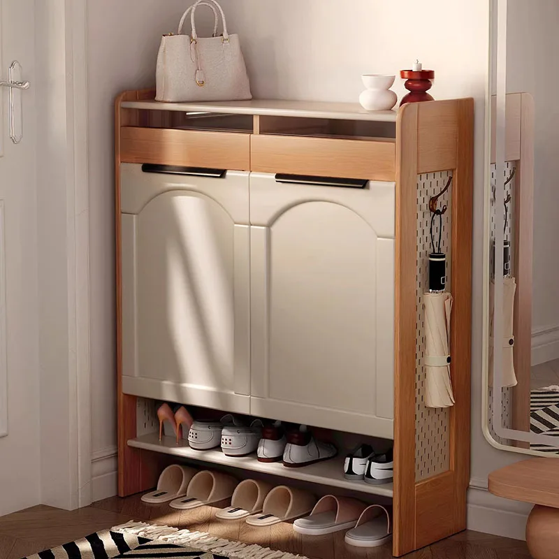 

College Dorm Essentials Modern Shoe Cabinet Wooden Storage Cupboard Kitchen Shoe Shelf Tower Mobile Muebles Hotel Furniture