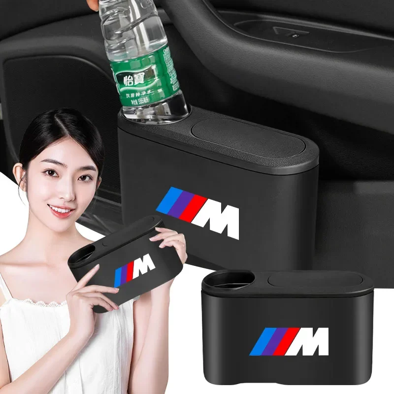 Car Pressing Trash Can with Drink Holder Auto Interior Accessories for Bmw M Performance E46 E90 E60 F10 F30 E39 E36 E87 G30 E92