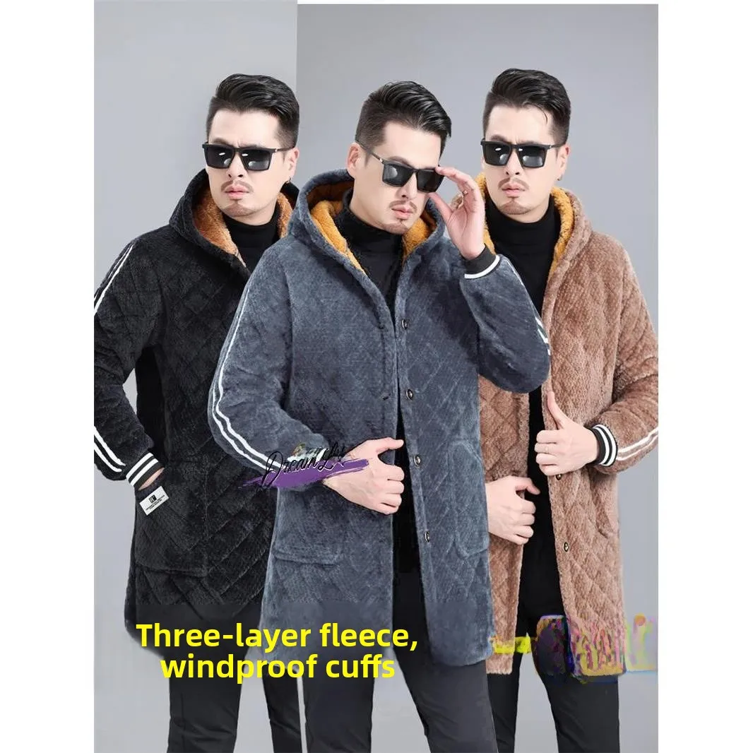 

Thickened Fleece Lined Men's Cotton Jacket Outerwear Warm Coverall Workwear Cotton Flannel Youth Fashion Winter Large Size